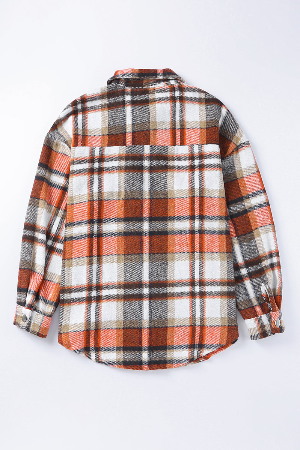 Orange Chest Pockets Flannel Plaid Shacket