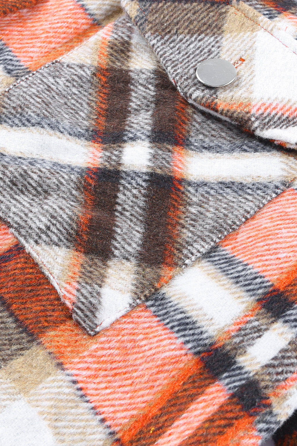 Orange Chest Pockets Flannel Plaid Shacket